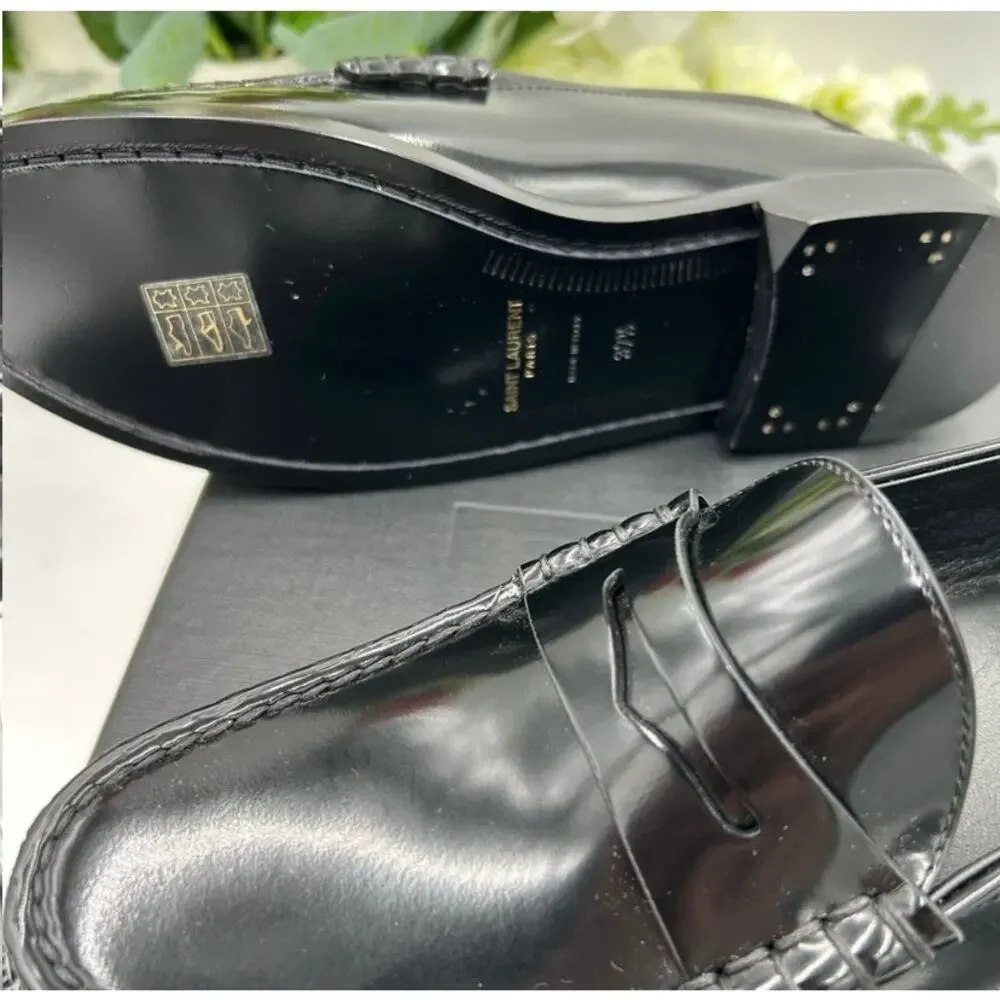 SOLD Women's Saint Laurent leather penny loafers size 37.5 made in Italy - Picture 7 of 13